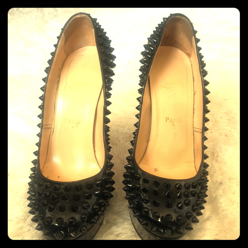 CHRISTIAN LOUBOUTIN ALTI BLACK SPIKE PUMPS